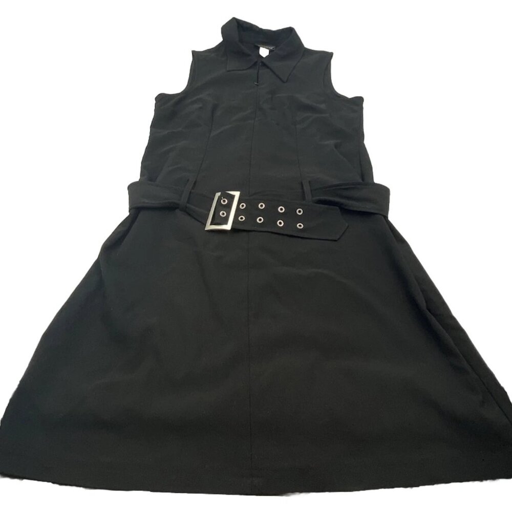 metrostyle Black Sleeveless Midi Dress with Belt